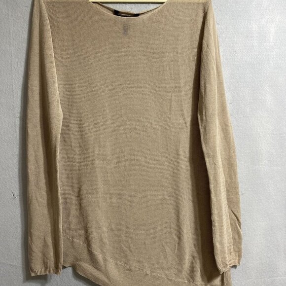 BCBG BEIGE Camille Dolman Slouchy Sweater Knit Top‎ Boatneck Off-Shoulder SZ L - Picture 1 of 7